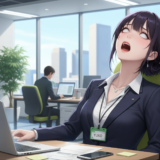 【Pのアトリエ】AIキャラクター｜本槻優子の「デスクワーク」無料画像素材（商用利用可）