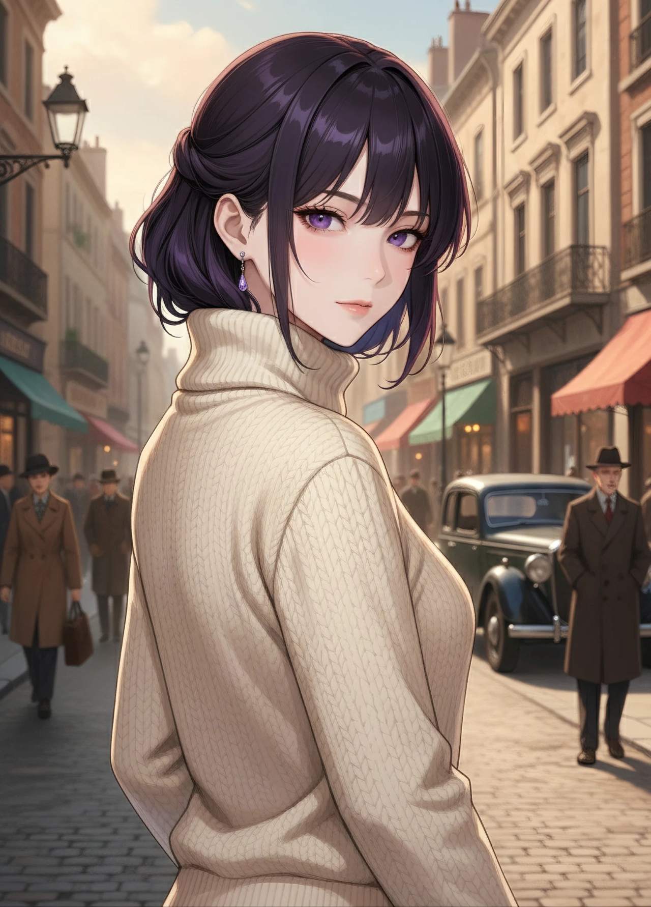 レトロ・ヴィンテージ（Retro/Vintage Style）画風のプロンプトで生成した昭和のポスターに写るような女性のAIイラスト