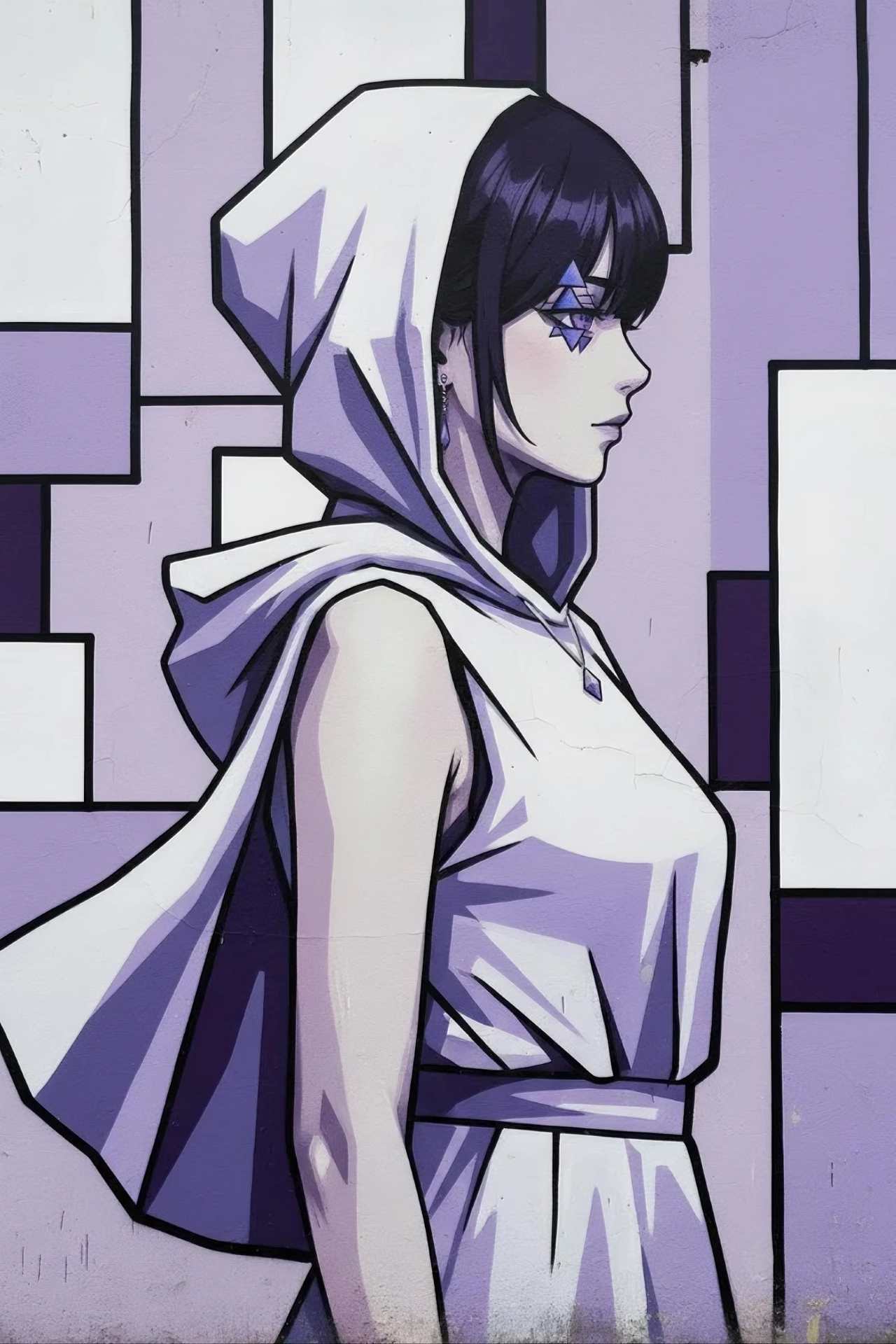 キュビスム（Cubism）画風のプロンプトで生成した幾何学的な形をした女性のAIイラスト