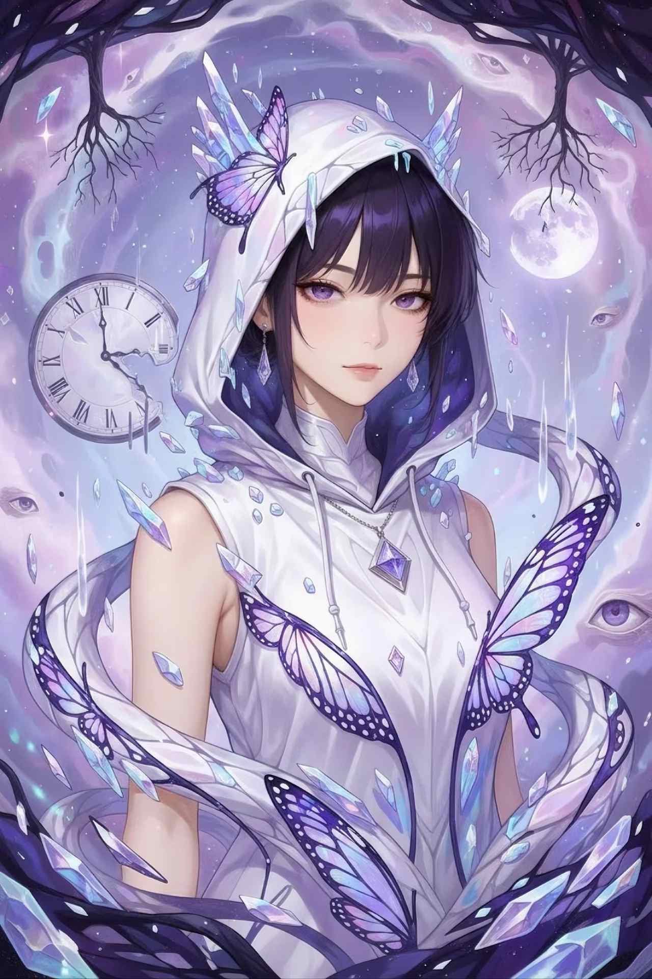 シュルレアリスム（Surrealism）画風のプロンプトで生成したダリを模した女性のAIイラスト