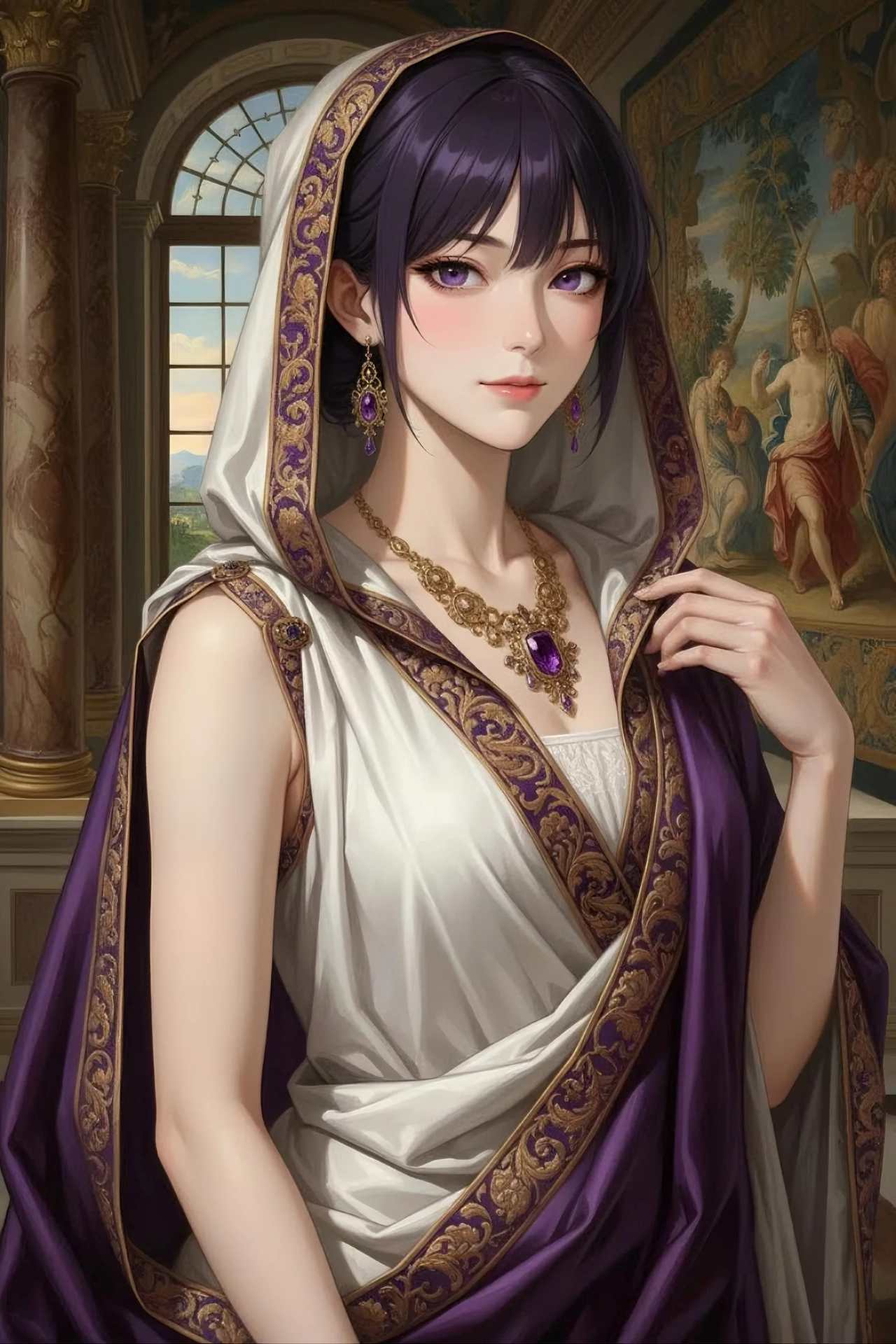 ルネサンス・クラシカル（Renaissance/Classical）画風のプロンプトで生成した正確で均整の取れた女性のAIイラスト