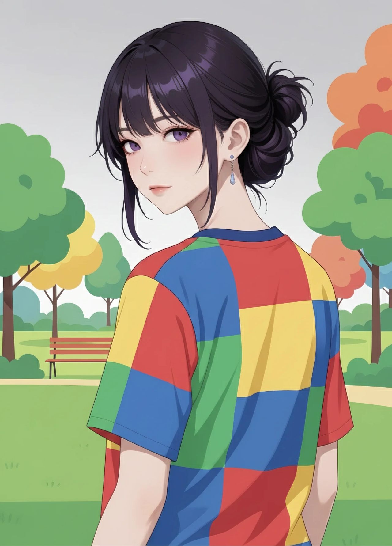 ミニマル・フラットデザイン（Minimal/Flat Design）画風のプロンプトで生成したシンプルな女性のAIイラスト